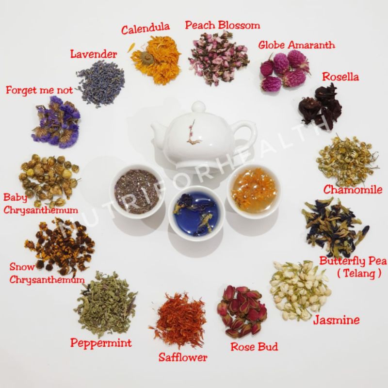 Teh Bunga Telang Butterfly Pea / Chamomile / Lavender / Chrysanthemum / Honey Suckle Flower Tea