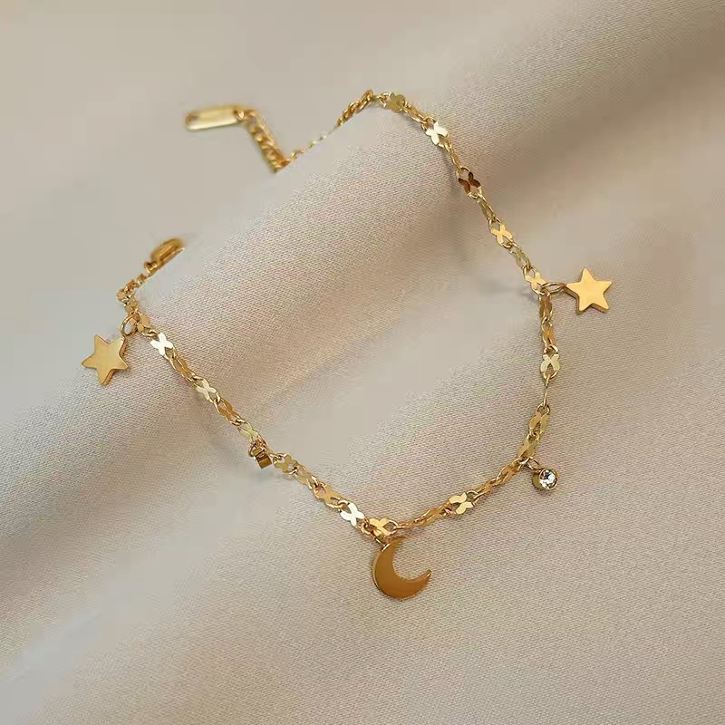 Gelang titanium steel new star and moon Versi Korea Yang Modis