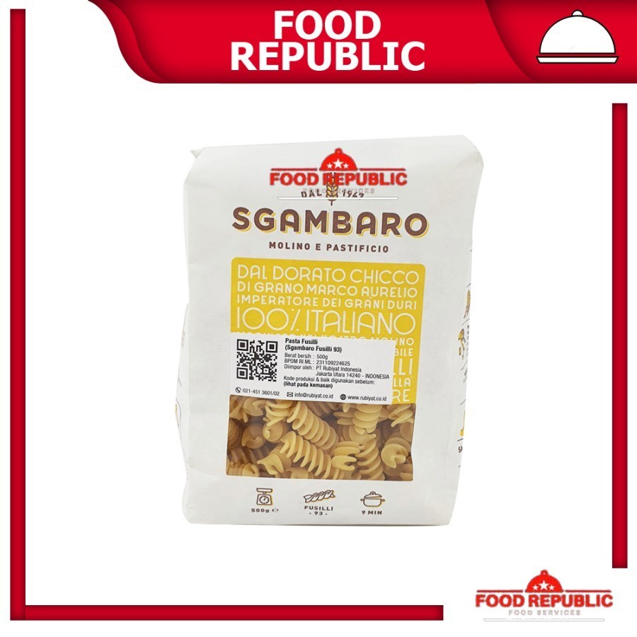 

SGAMBARO PASTA VEGAN 500GR 100% GANDUM EGG FREE FUSILLI