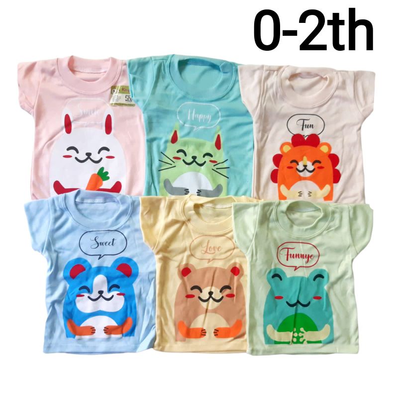 Baju Kaos Oblong lengan Pendek Stali Katun Batita New Born newborn bayi Anak 0 3 6 bulan 1 2 3 tahun