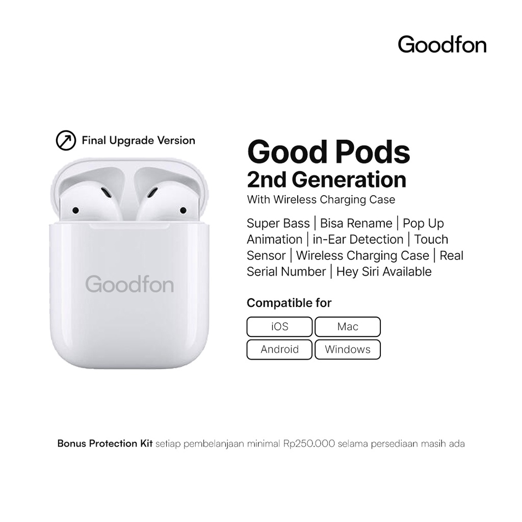 Good Pods Gen 2 Headset Bluetooth Wireless TWS by Goodfon