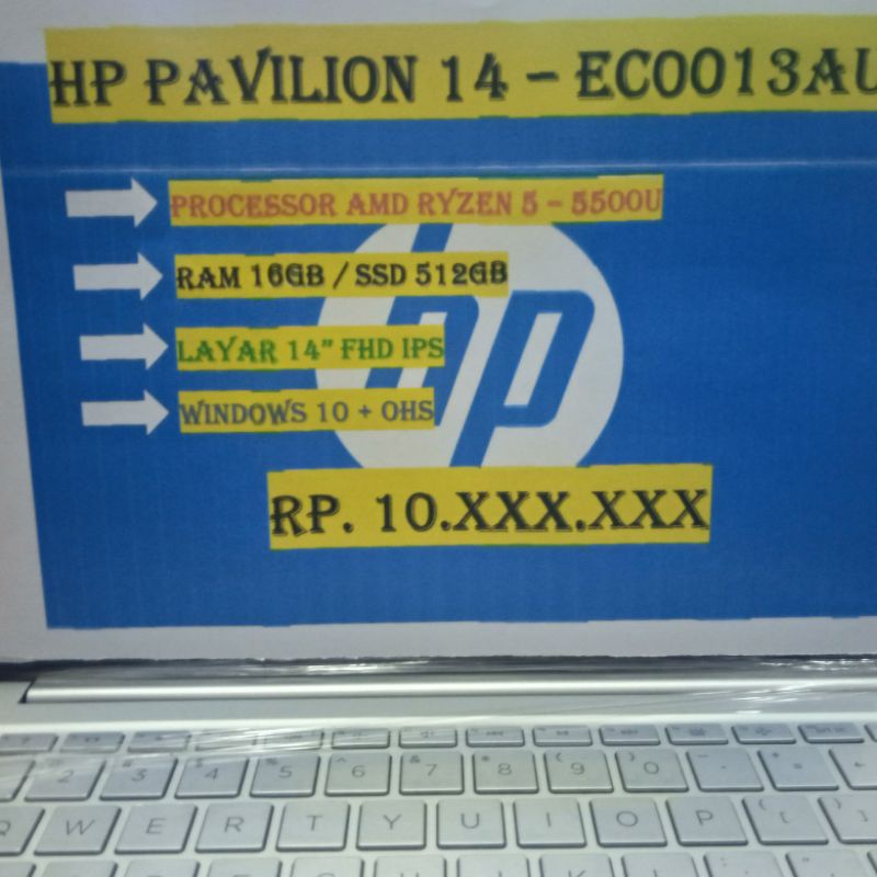 HP PAVILION EC0013AU RYZEN 5 5500U 16GB SSD 512GB