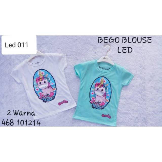 Kaos Anak Perempuan Model Baru Aplikasi LED Blus nyala Lampu Motif Little Pony Unicorn