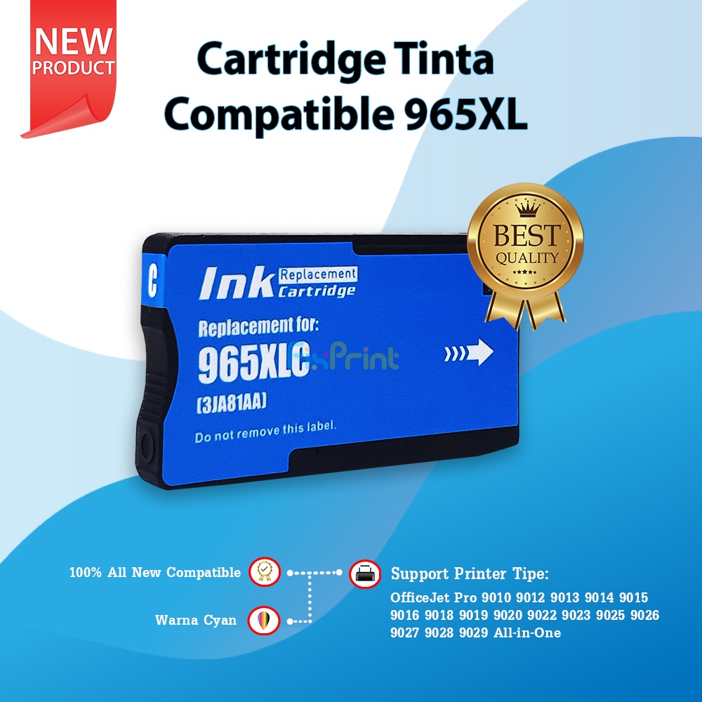 Cartridge Tinta Compatible 965XL Black Cyan Magenta Yellow Refill Ink H-965XLC 965 Printer XP OfficeJet Pro 9010 9012 9013 9014 9015 9016 9018 9019  9020 9022 9023 9025 9026 9027 9028 9029 All-in-One