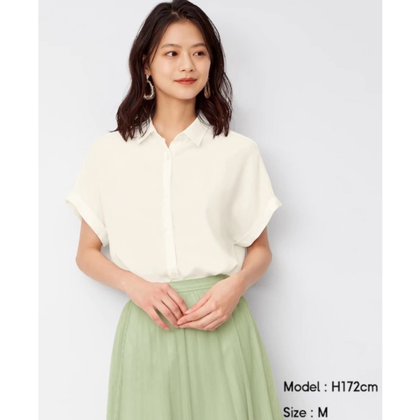 BLOUSE WANITA UNIQLO GU AIRY SHIRTS GU768 AIRY SHIRT-GU768 WHITE