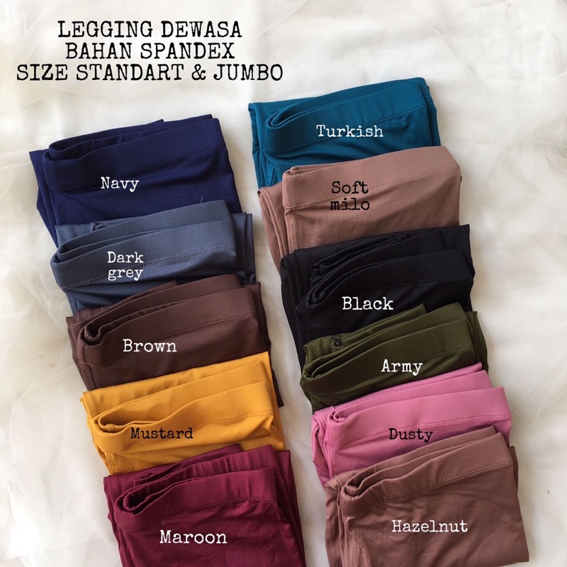 legging dewasa bahan spandex ukuran standart dan JUMBO celana legging  leging panjang dewasa jumbo