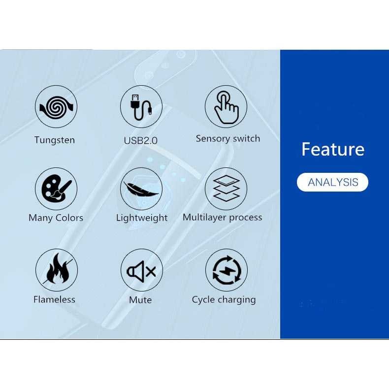 Box Kotak Rokok + Korek Api Elektrik Pulse Plasma USB Lighter Fingerprint Touch Sensor