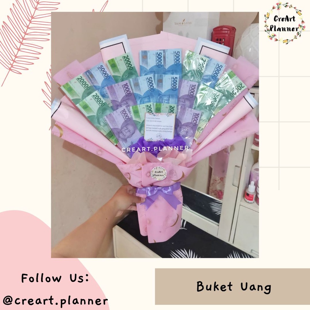 Kado Ulang Tahun.Buket uang.Buket bunga.Bunga uang.Kado uang.Mahar Uang.Bunga kertas.Bucket Wisuda 6