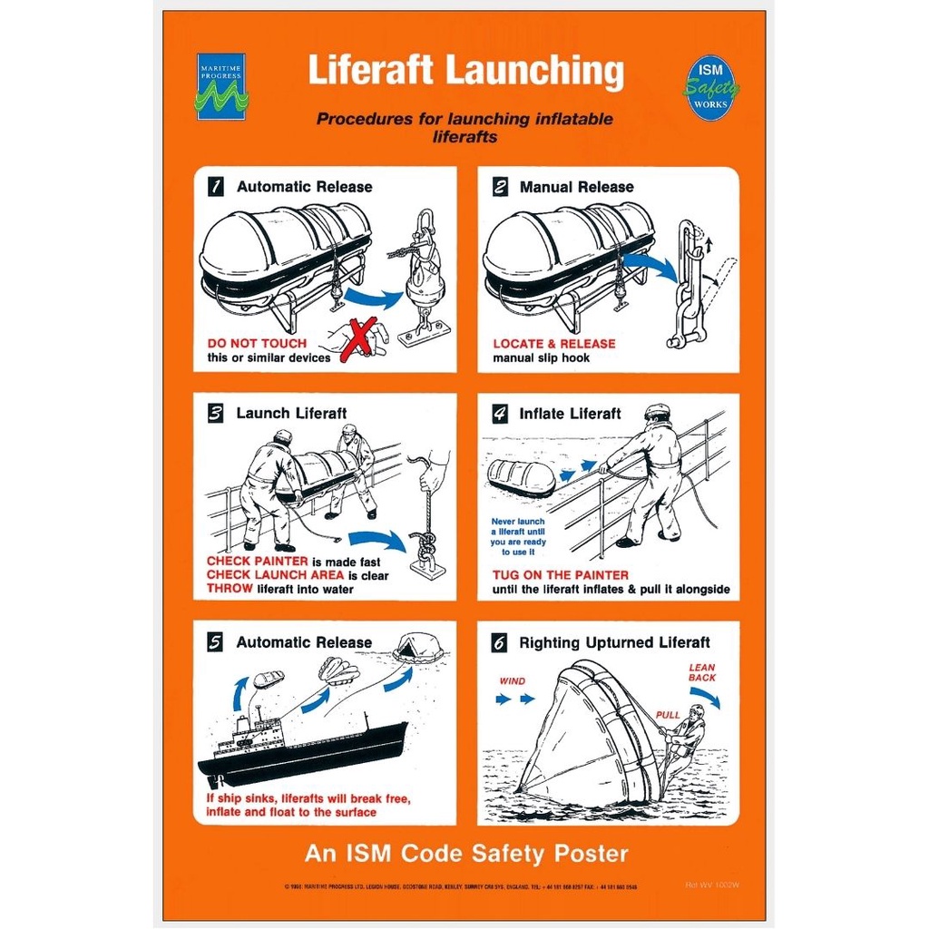 

Stiker Kapal Safety Sign liferaft launching Code Perkapalan