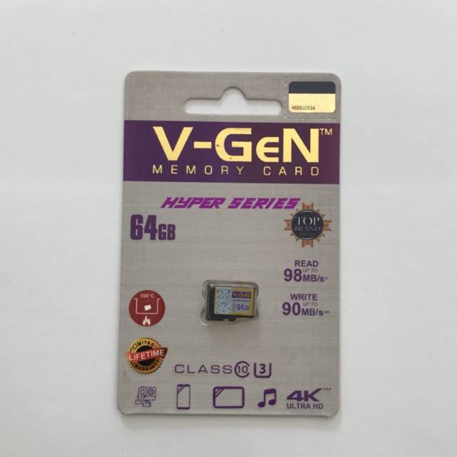 Micro SD 64GB Class 10 V-GeN Hyper Series Memory Card 64 GB Vgen