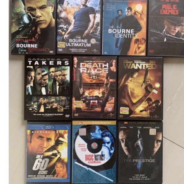 DVD ori edisi action movies Bourne Takers Basic Instinc Wanted Death race The prestige