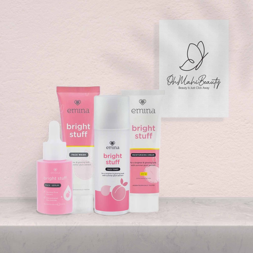 Emina Bright stuff ori 100% facial wash toner serum moisturizer
