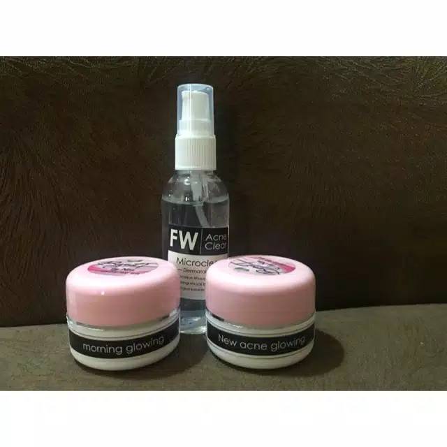 Paket perawatan new acne glowing whitening jerawat cream malam ori bpom krim farma dokter farmasi