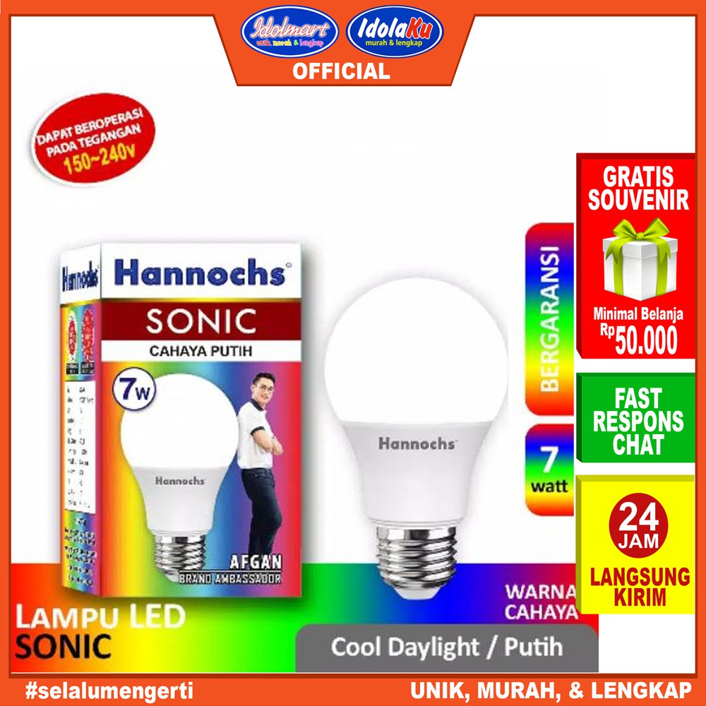 IDOLAKU Lampu Hannoch LED Sonic 7 Watt - Cahaya Putih