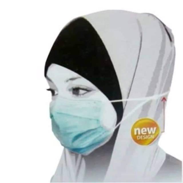 1 PICS BUKAN 1 BOX | Masker Sensi Hijab jilbab Medis untuk wajah Mulut . headloop earloop 3ply 3 ply TEBAL anti virus