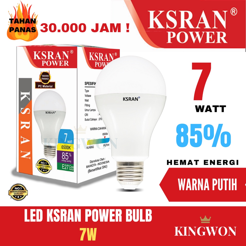 KSRAN Lampu LED 7 watt POWER - Putih BULB