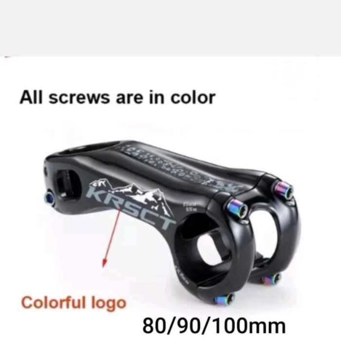 Stem KRSCT Hitam Rainbow 80 dan 100 mm angle 20 derajat 31,8 mm oversize