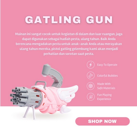 Mainan anak Bubble Gun Gutling Gun Bubble Elektrik Pistol Gun Cairan Sabun Balon Gelembung Busa