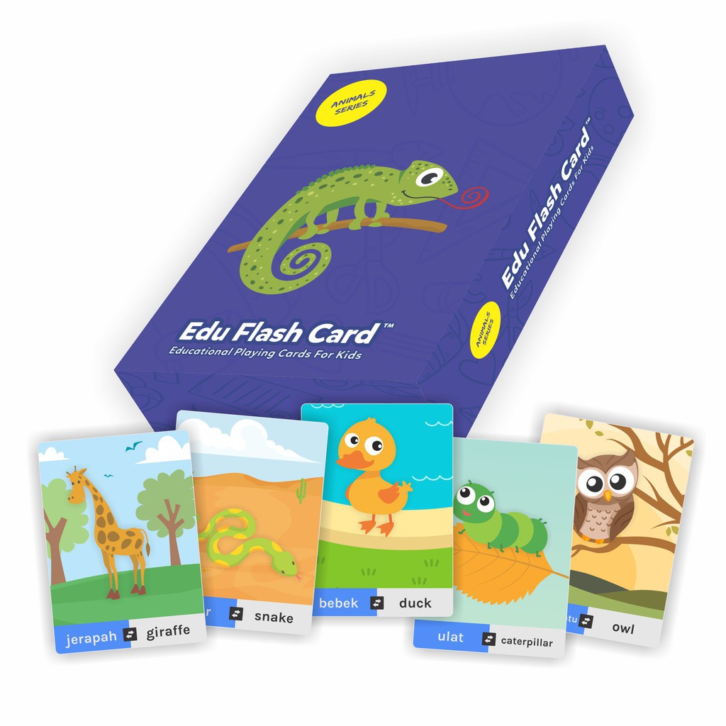 Edu Flash Card Animals Flashcard Kartu Mainan Edukasi Binatang untuk anak usia dini balita bayi
