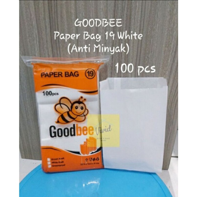 

Paper Bag Goodbee 19 Putih - Anti Minyak - isi 100pcs