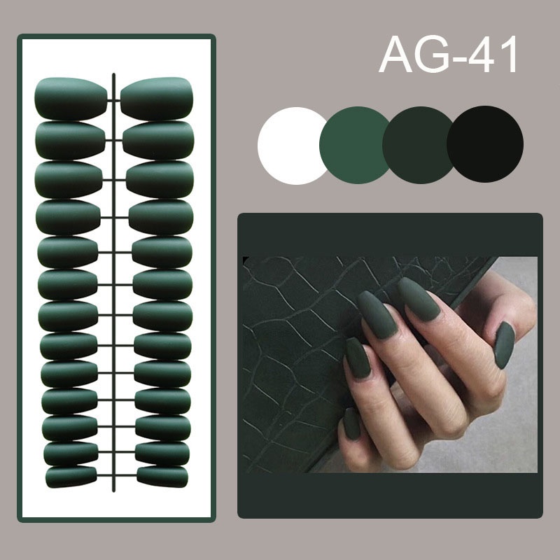 24 Pcs / Set Kuku Palsu Warna Solid Matte Bahan Akrilik Bentuk Trapesium Untuk Nail Art