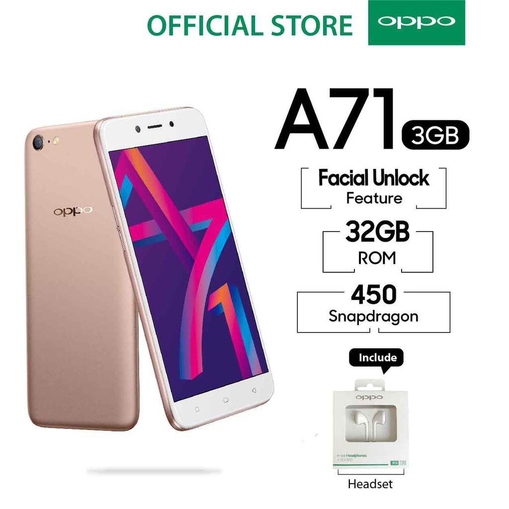 Oppo A71 Smartphone Ai Beauty 3Gb/32Gb \u00e2\u0080\u0093 (Cicil Tanpa Kartu Kredit, Garansi Resmi Oppo 1 Tahun)