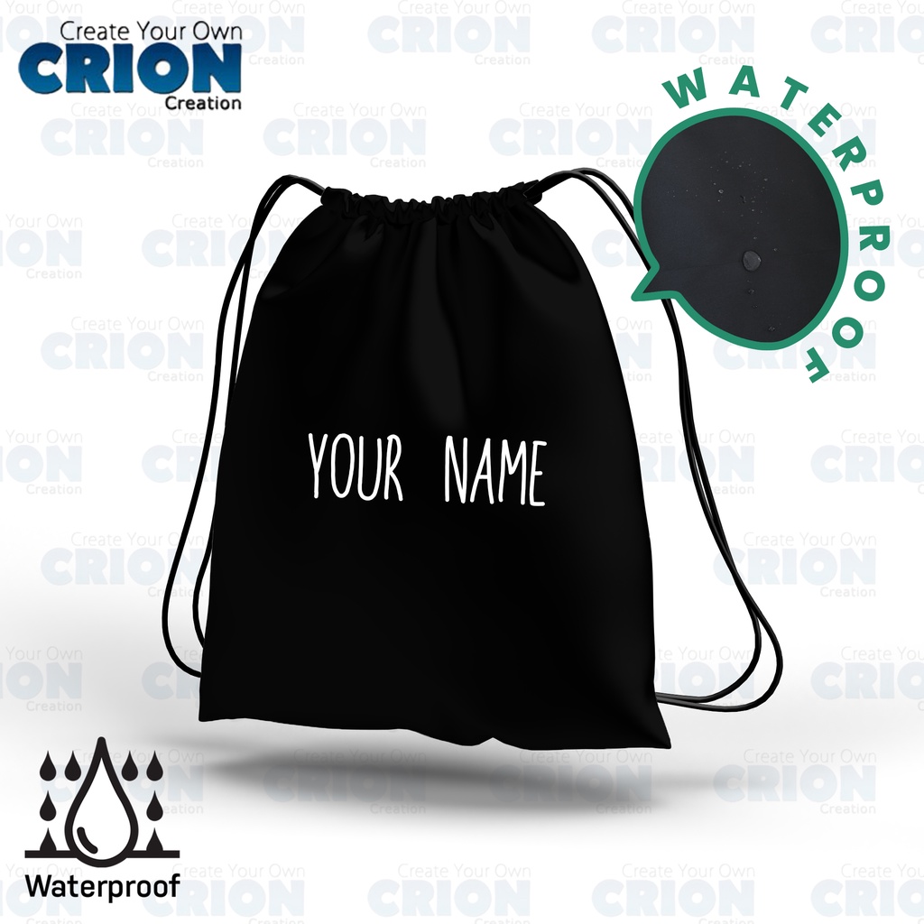 Tas Serut Waterproof - Tas Olahraga / Travel / Backpak Custom Nama - By Crion