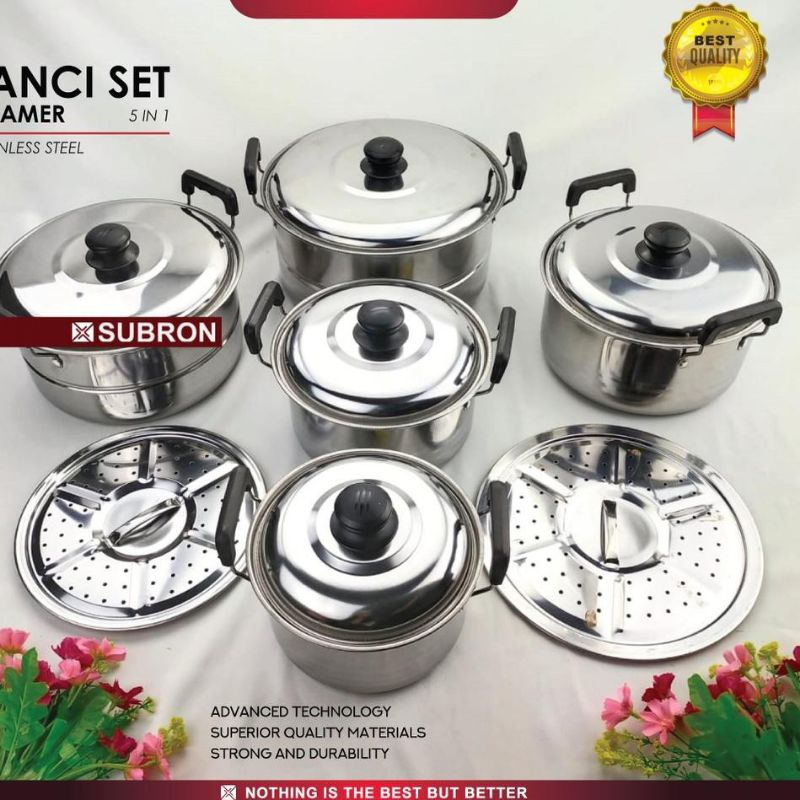 Panci set 12 pcs + steamer subron panci set steamer cookware set plus steamerFREE BUBBLE DAN FRAGILE