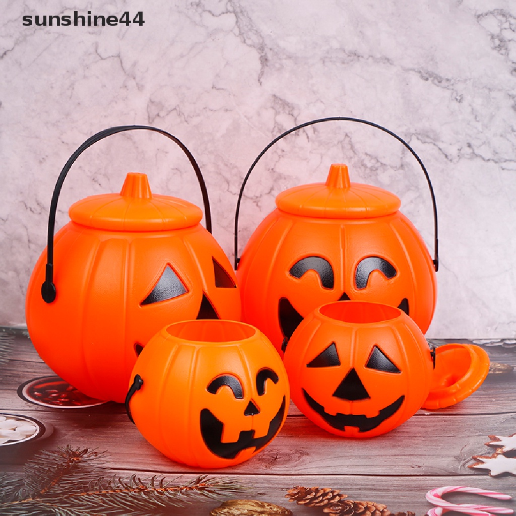 Sunshine Keranjang Permen Bentuk Labu Halloween Bahan Plastik Untuk Dekorasi