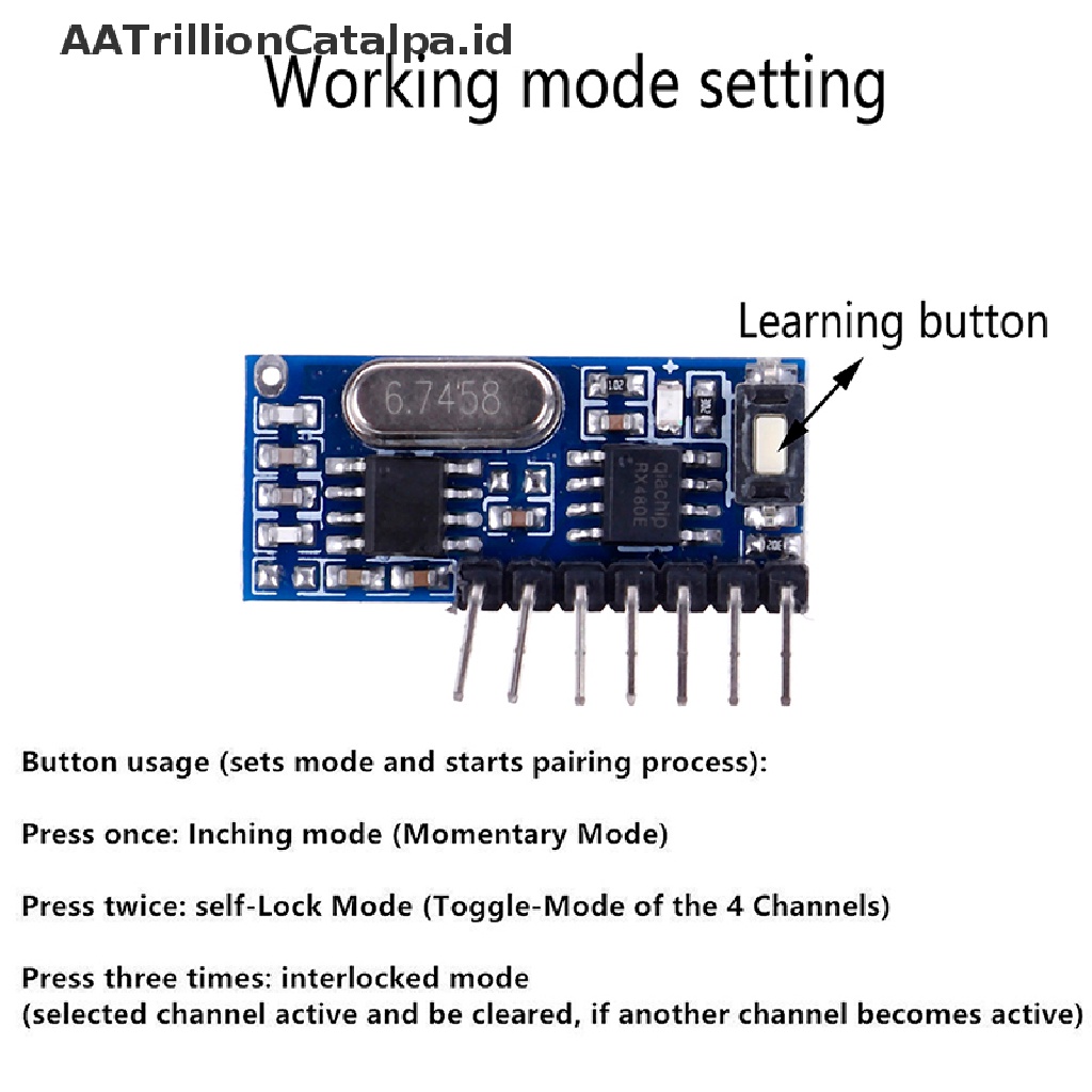 Modul Receiver Transmitter Wireless RF 4 Channel 433Mhz EV1527 Code