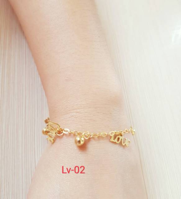 SET Gelang Tangan &amp; Gelang Kaki titanium Love Import antikarat Lv0102