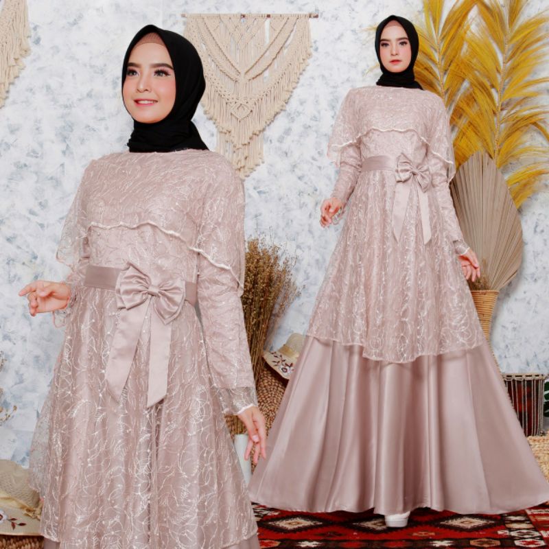 GAMIS BROKAT TULLE ALENA TERBARU / GAMIS PESTA KONDANGAN NIKAHAN WISUDA / DRESS PESTA