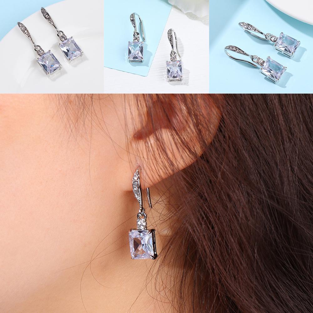 R-bunga Perak Drop Anting-Anting Fashion Perhiasan Pernikahan Gadis Cubic Zirconia