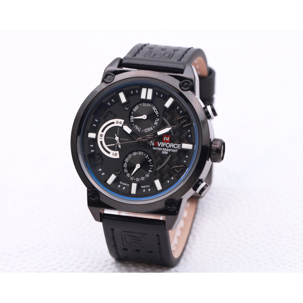 NAVIFORCE 9068 JAM TANGAN KULIT PRIA WATER RESIST ORIGINAL