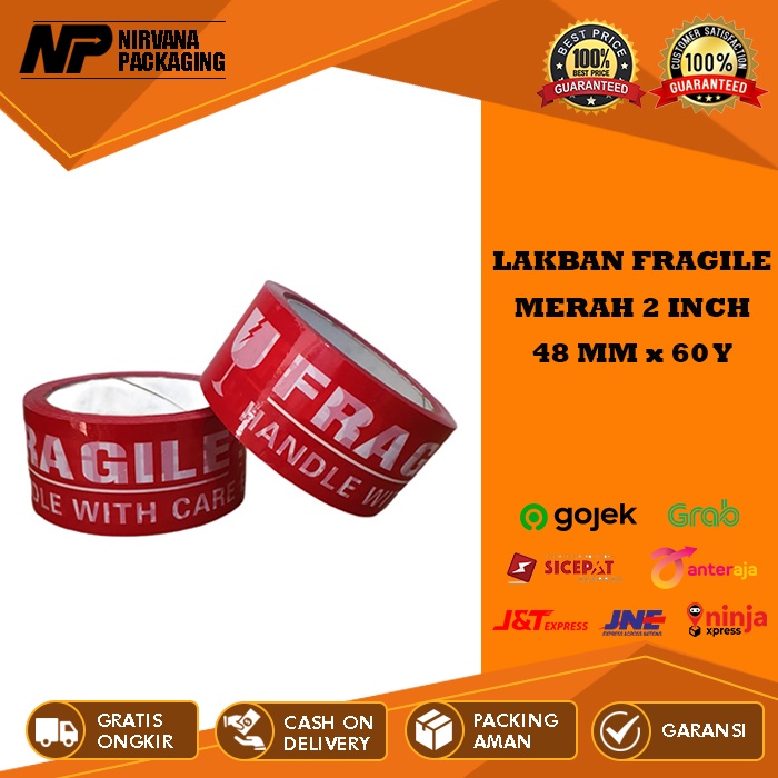 

LAKBAN FRAGILE 2 INCH - 48 MM X 60 YARD MERAH KUALITAS DAIMARU