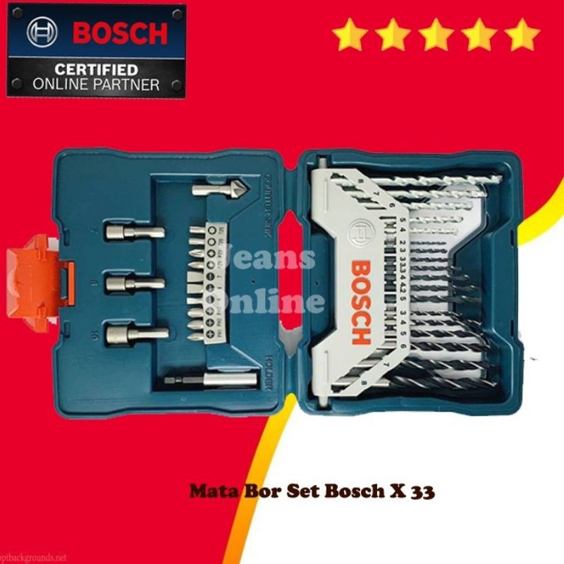 Promo bosch mata bor set 33 pcs kayu besi beton