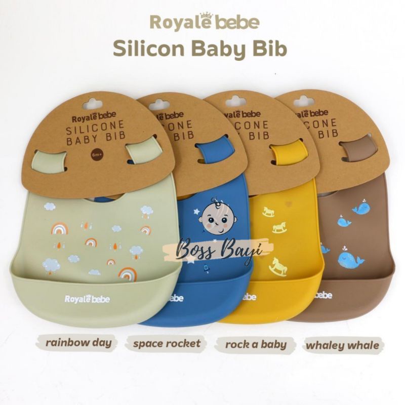 ROYALE BEBE Silicone Bib / Celemek Makan Bayi Silikon