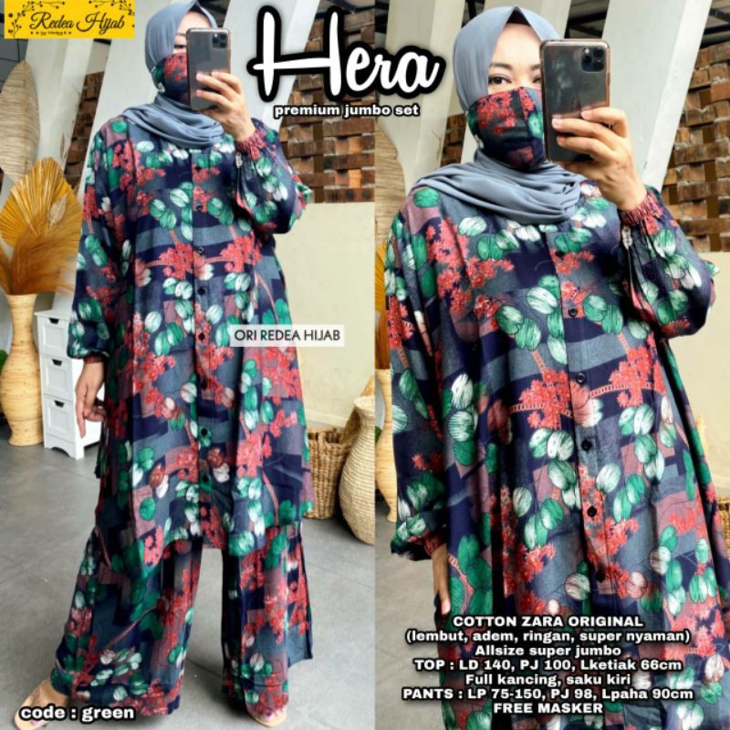 [size jumbo premium] hera daily set LD 140cm-setelan tunik dan celana bahan katun zara