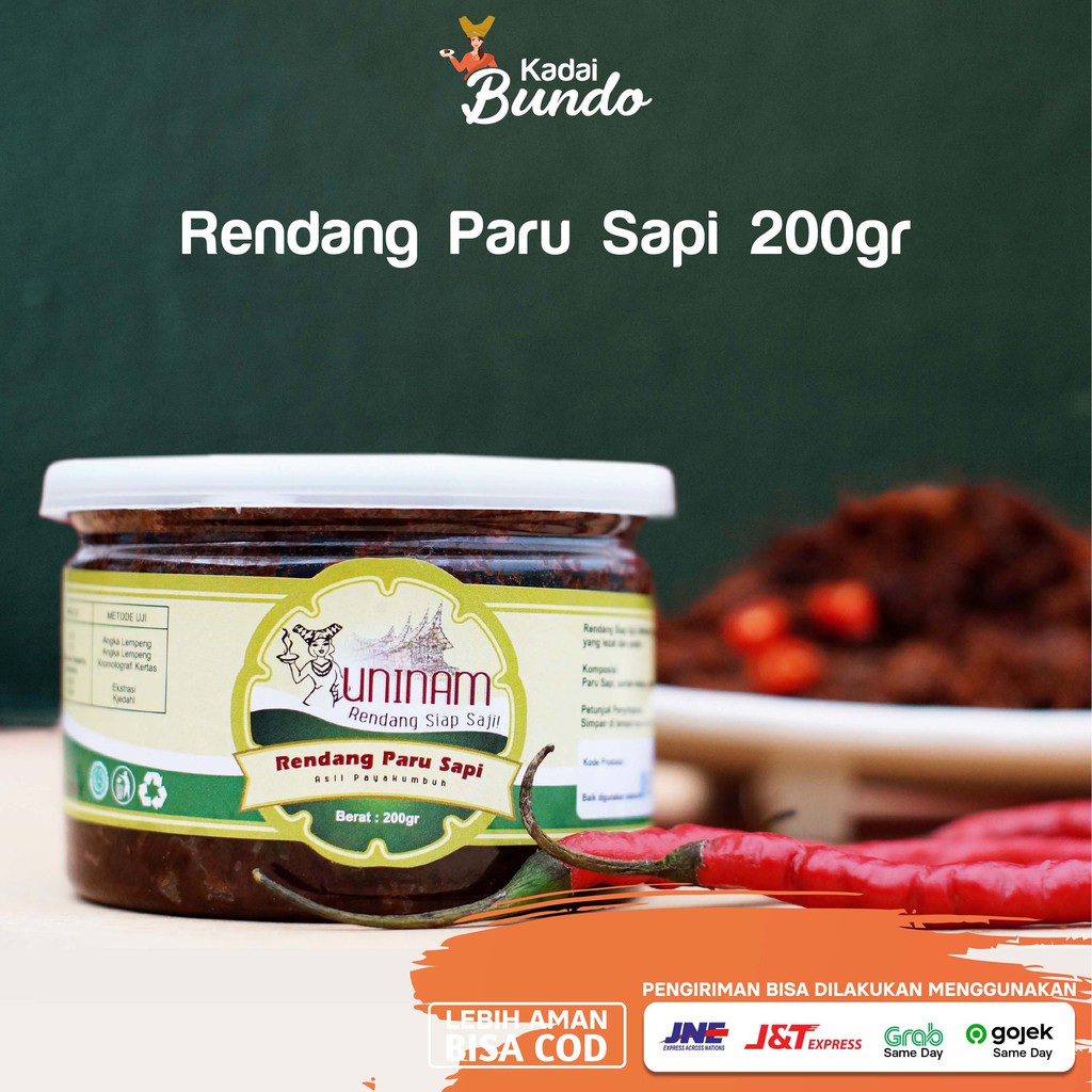 

Rendang Paru Uninam 200gram/ Rendang kemasan uninam/ Rendang Asli Payakumbuh/ Rendang Enak