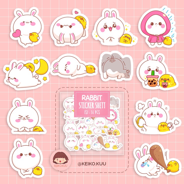 

STIKER KELINCI LUCU MURAH WATERPROOH COCOK UNTUK DEKORASI CASE HP ATAU JOURNAL