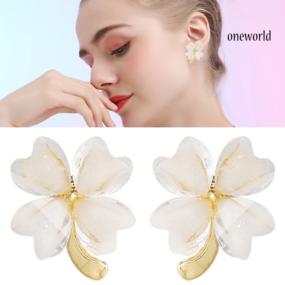 OW# Women Fresh Simple Summer Flower Shaped Alloy Earrings Ear Stud Jewelry Gift