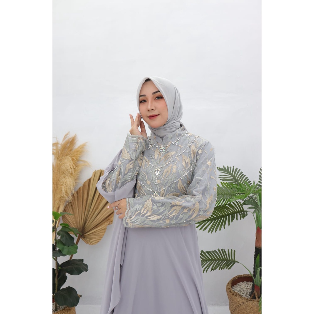 Gamis tille mix ceruty baby doll | Gamis brukat jumbo | Gamis | Gamis wisuda lamaran pernikahan