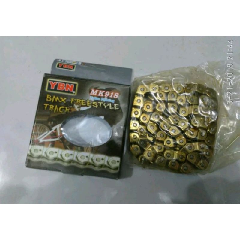 rantai sepeda bmx fixie single speed YBN MK918 halflink gold
