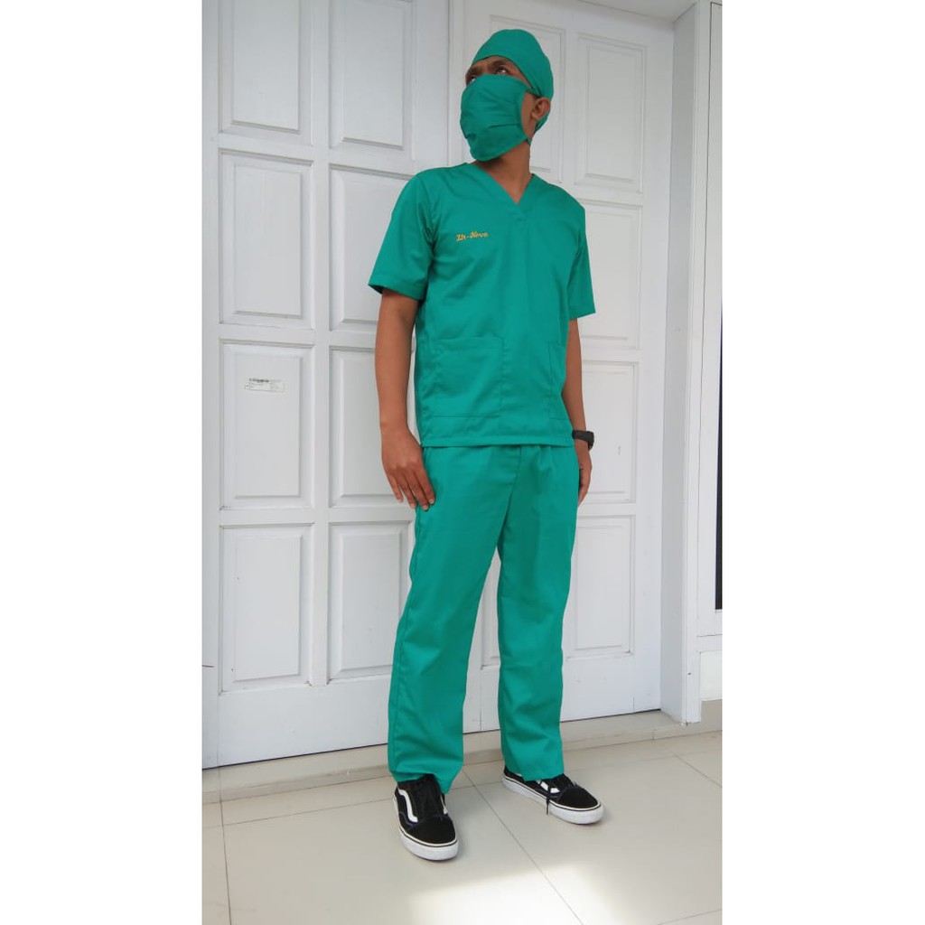 TERLARIS BAJU JAGA BAJU SERAGAM OK / BAJU PERAWAT OKA / BAJU OK UNISEX LENGAN PENDEK DOCTOR SCRUBS