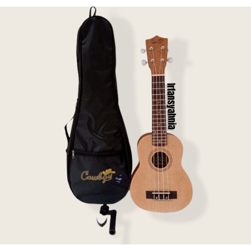 Ukulele Soprano Cowboy  21&quot; free tas dan pick warna natural