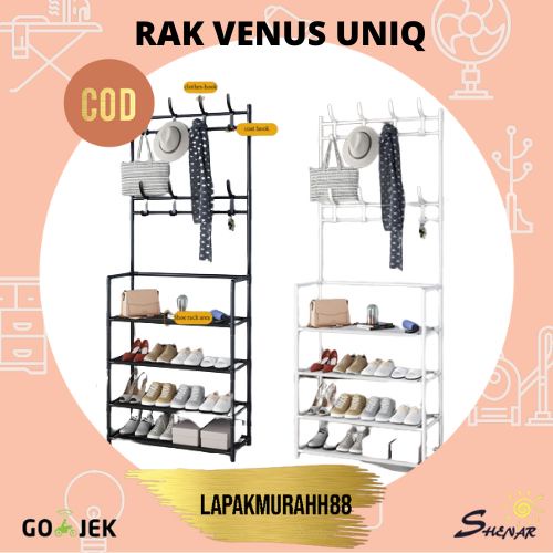 SHENAR RAK VENUS UNIK / STAND HANGER SUSUN RAK GANTUNGAN TAS BAJU TOPI DENGAN RAK SEPATU 4 TINGKAT SERBAGUNA VENUS UNIQ PORTABLE RACK