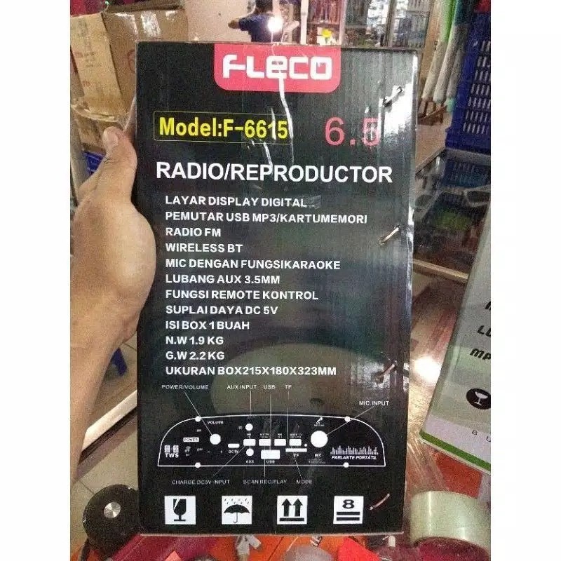 SPEAKER FLECO F-6615 BLUETOOTH FREE MIC KARAOKE X-TRA BASS