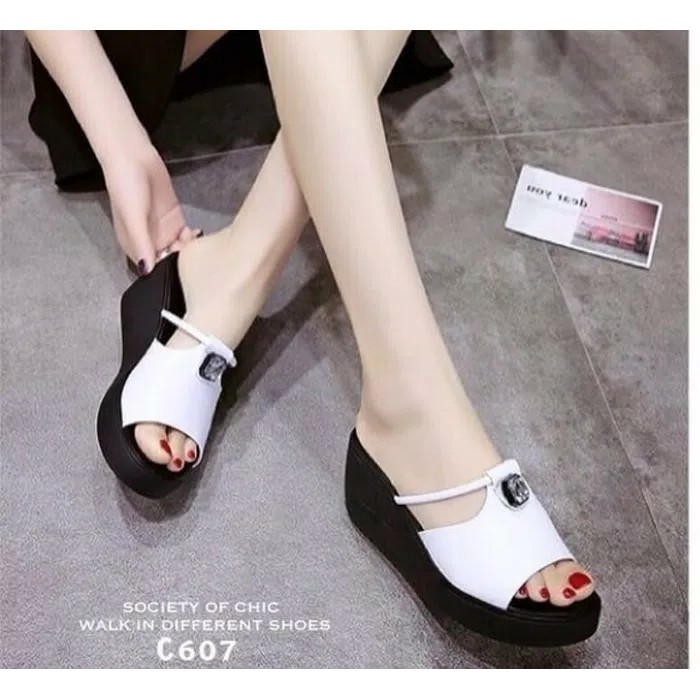 ☛Xf❁F013 Sepatu Emory Hurley 11Emo2681 Original Brand Sepatu Wedg HU866 Mr115 Putih - Putih, 37