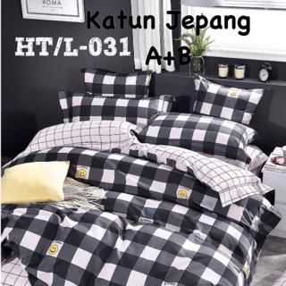 Sprei Katun Jepang Motif Kotak Hitam Putih L031 | Shopee Indonesia