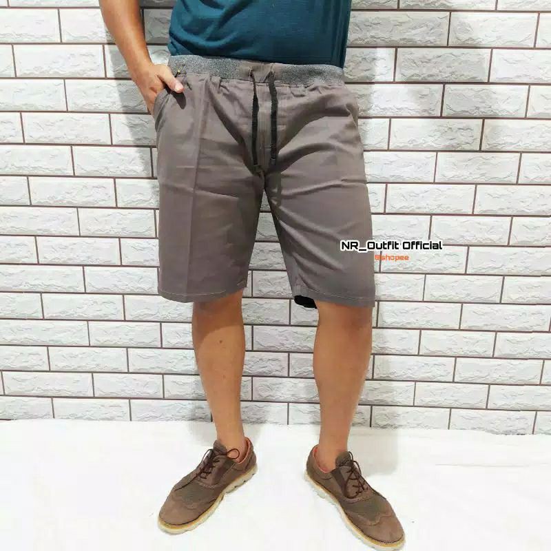 Celana Rip Cinos Pendek Pinggang Karet Chino cowok Chinos Stretch Size 27-38 NR_Outfit Official COD